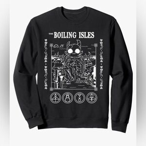 NEW- Medium BOILING ISLES OWL  BLACK UNISEX long sleeve crewneck SWEATSHIRT